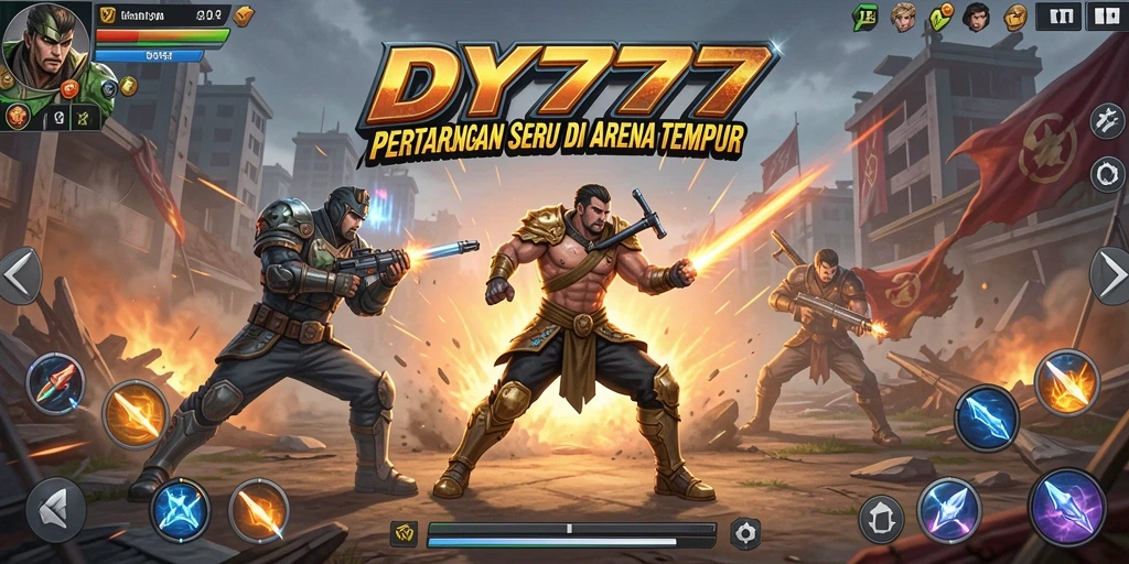 Gameplay mendebarkan dan seru di DY777 saat karakter bertarung.