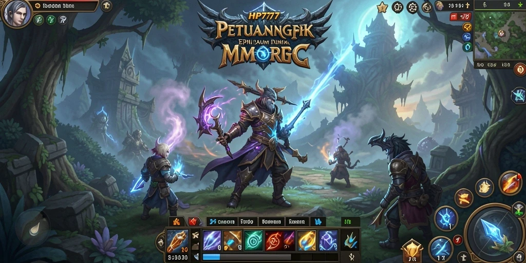 Tampilan luar biasa permainan MMORPG HP777 dengan aksi seru.
