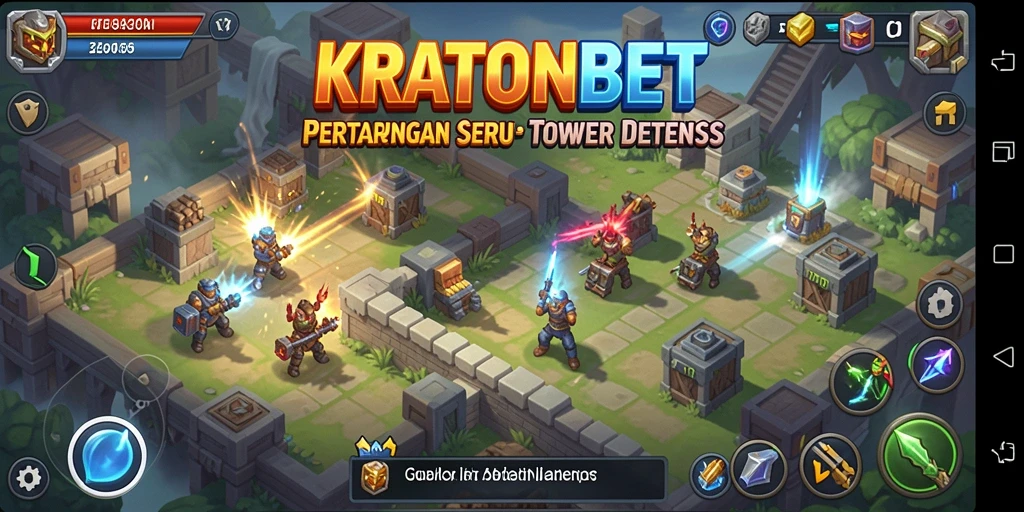 Tampilan seru dalam gameplay Tower Defense KRATONBET.