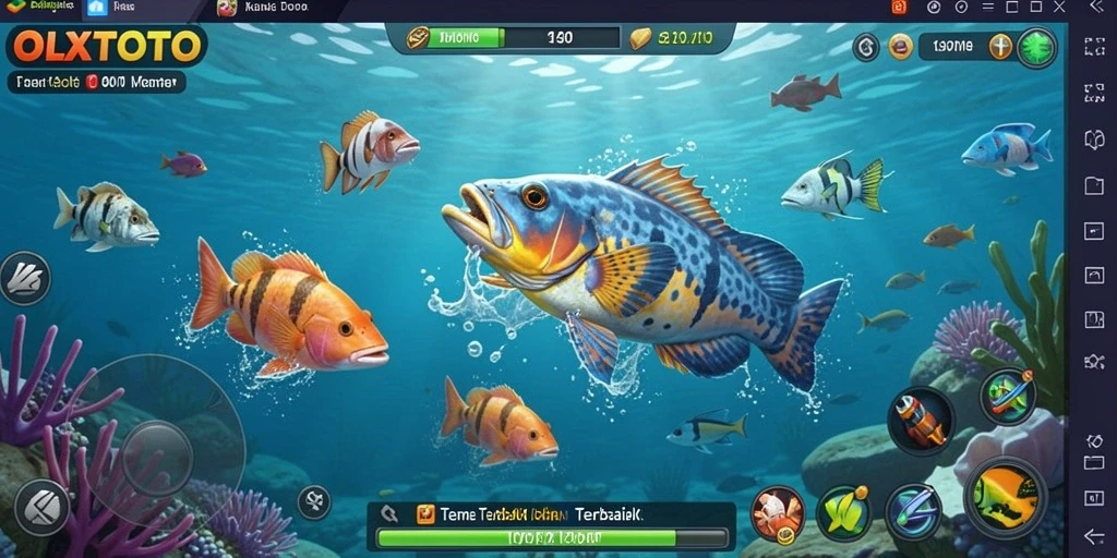 Tampilan gameplay seru dari OLXTOTO dengan ikan yang berwarna-warni.