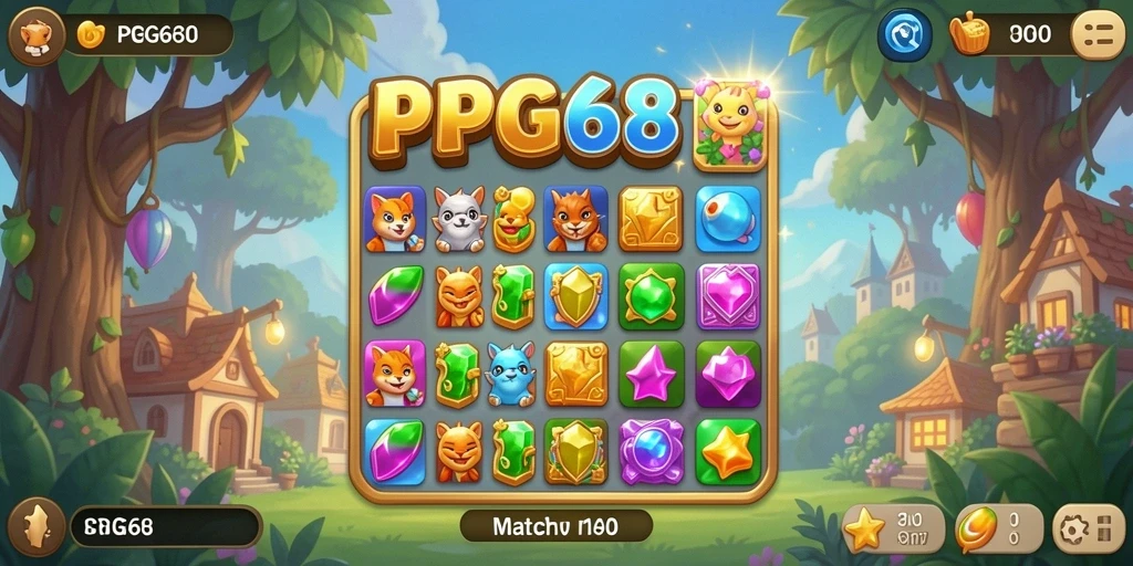 Tampilan gameplay PGG68 dengan tantangan Match-3 yang seru.