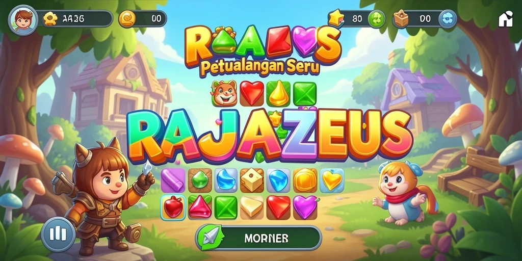 Gameplay seru dengan permata berwarna-warni di RAJAZEUS.