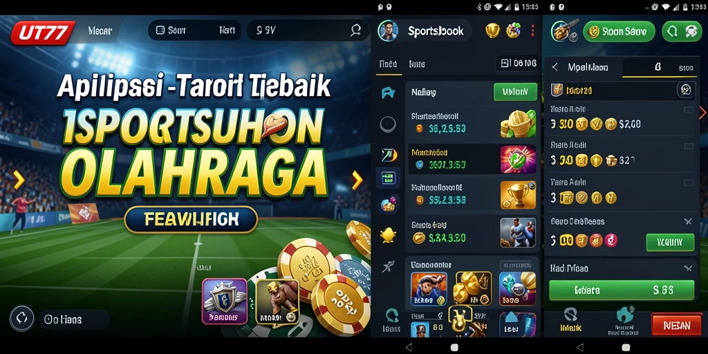 Tampilan screenshot utama UT77 yang menampilkan taruhan olahraga.