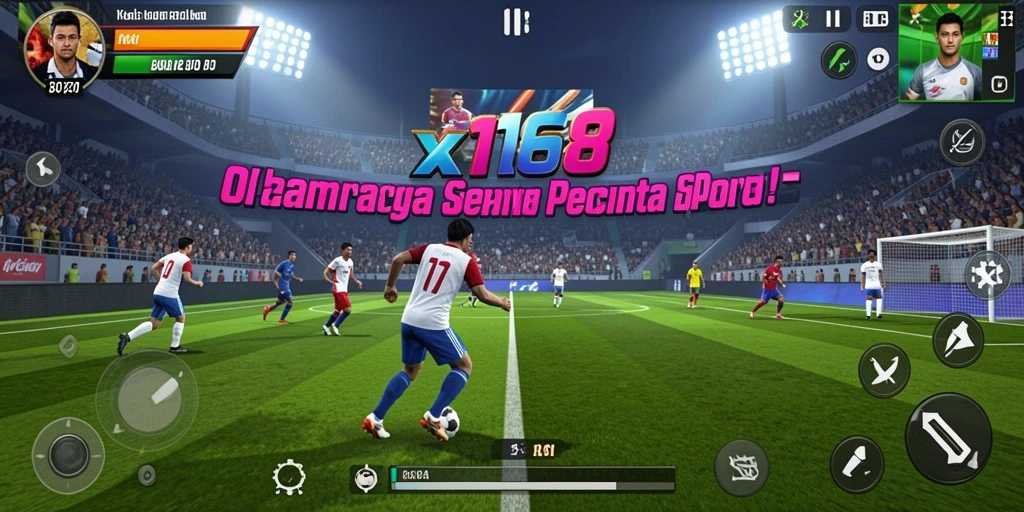 Screenshot utama X168 menampilkan gameplay olahraga seru dan mendebarkan.